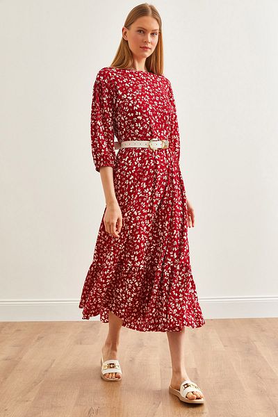 Olalook Női Red Drop bő maxi ruha - leveles kivitel TSE-00000003
