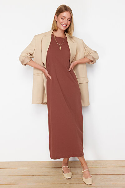 Trendyol Modest 2 Πακέτα Καφέ και Χακί Φόρεμα 100% Βαμβάκι - TCTAW22UK0110