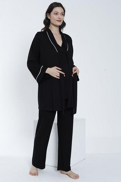 Miss Dünya Lissa Large Collar Dressing Gown Pajamas Set for Pregnant and Maternity