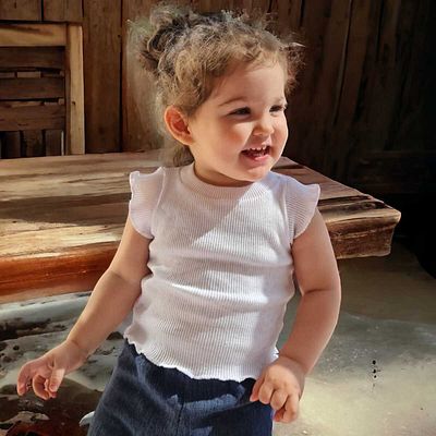 BEBEĞİME ÇORAP Fată Copil Mâneci Volane Decolteu Crew Camisole Crop Tank Top