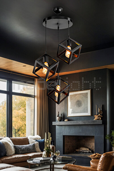 Modelight KÜP 3LÜ AVİZE SİYAH