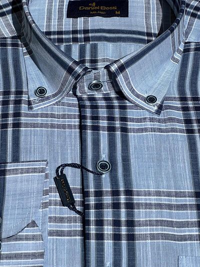Daniel Bessi Plaid Print - Regular Fit Classic Men's Shirt, Long Sleeve and Pocket