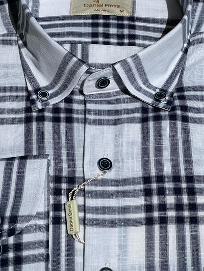 Daniel Bessi Plaid Print - Regular Fit Classic Men's Shirt, Long Sleeve and Pocket