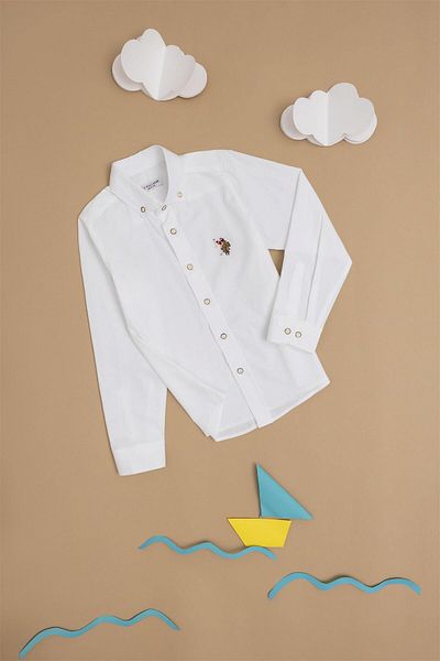 U.S. Polo Assn. Λευκό μπλουζάκι Basic για αγόρι με μακρύ μανίκι