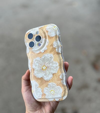 FİŞNEİLETİŞİM İPHONE 15 PROMAX UYUMLU KENARLARI DALGALI ÇİÇEK DESENLİ KILIF