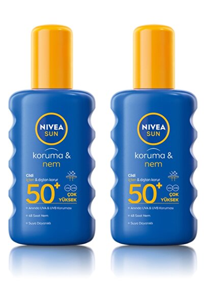 NIVEA Sun SPF 50+ Koruma & Nem Güneş Spreyi 200ml Sprey 2 Adet