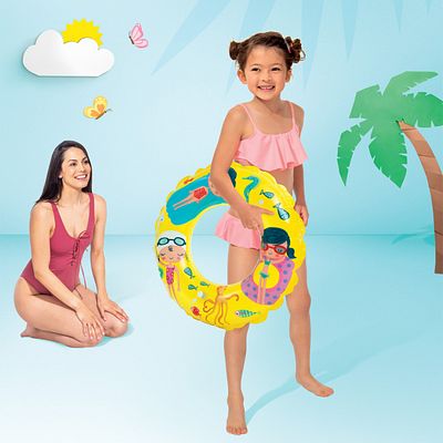 Intex Transparent Patterned Children's Swimming Ring Yellow 61cm (59242)