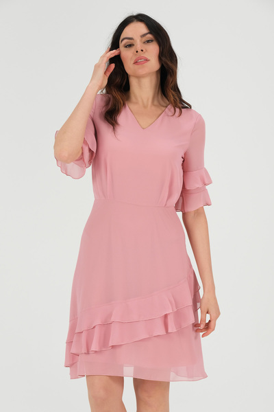 Shahiqa Volanlı Şifon Elbise