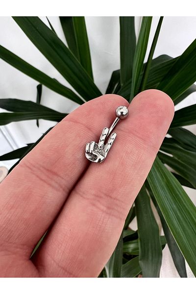 Karınca Piercing Victory Sign Belly Piercing Stainless Tarnish Proof Surgical Steel Belly Piercing