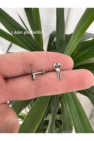 Karınca Piercing Key Motif Ear Tragus Cartilage Helix Flat Conch Piercing Surgical Steel Ear Nozzle Earrings