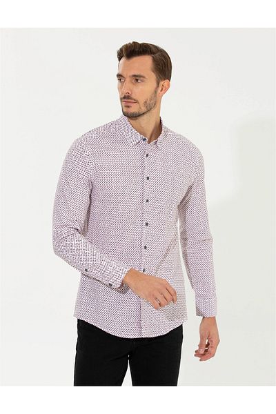 Pierre Cardin Ανδρικό πουκάμισο Claret Red