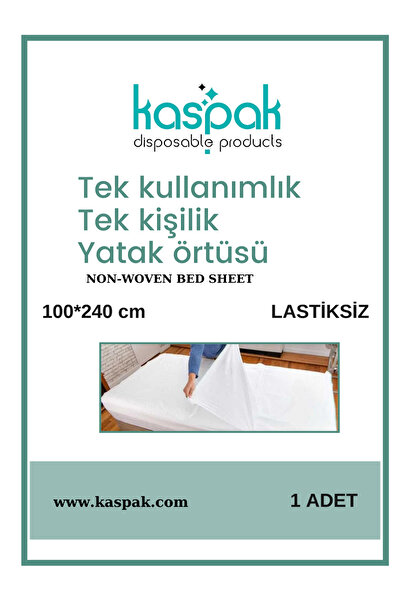 kaspak Tek Kullanımlık Yatak Örtüsü Tek Kişilik Lastiksiz 100*240 Cm