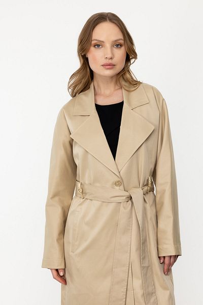 Ekol Camel Long Trench Coat - Buttoned Front