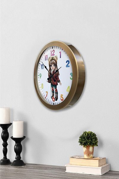 Kasva Concept Gift 36 cm Antique Metal Young Girl Wall Clock