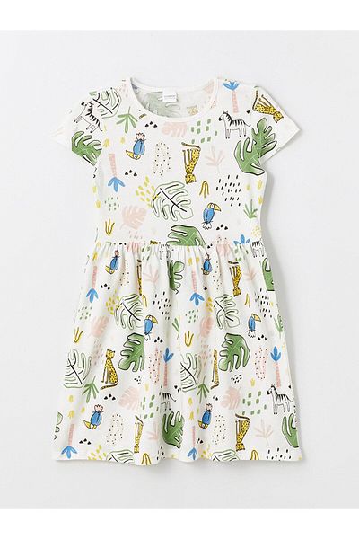 LC Waikiki LCW Kids Girl's Nightdress - Crew Neck, Printed, Short Sleeve