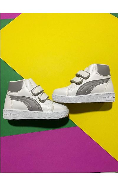 ALTUNTAŞ Unisex Băieți și Fete - Velcro de Iarnă, Cizme Cusute cu Talpă Anatomică - Alb Gri