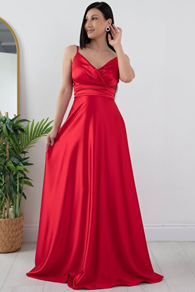 PULLIMM Saten Askılı Elbise 13384