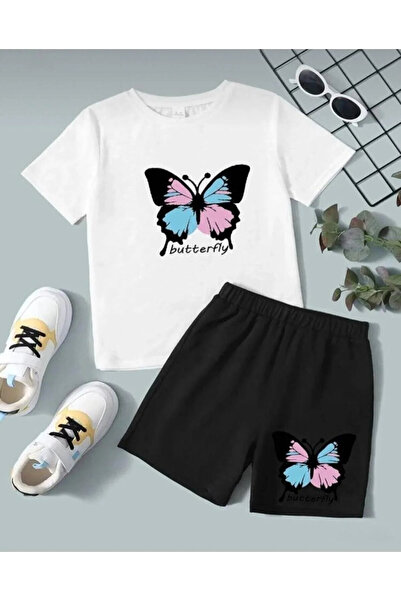 FORTITTUDO Butterfly Printed Sub Top Summer Children's Suit