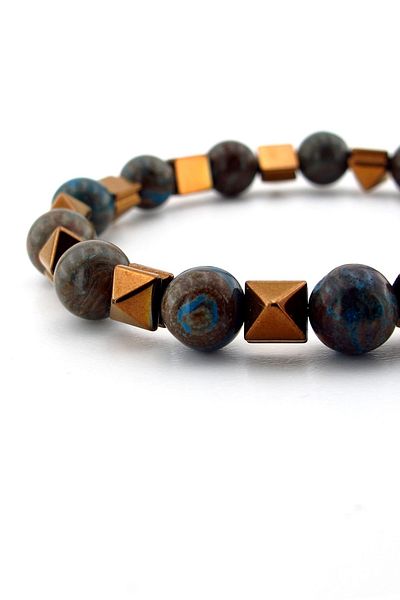 Solfera Men's Bracelet - Apatite, Pyramid, Bronze Hematite Natural Stone j0268