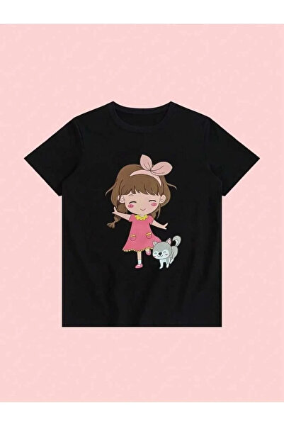 FORTITTUDO Παιδικό μπλουζάκι με γάτα και χαριτωμένο σχέδιο για κορίτσι