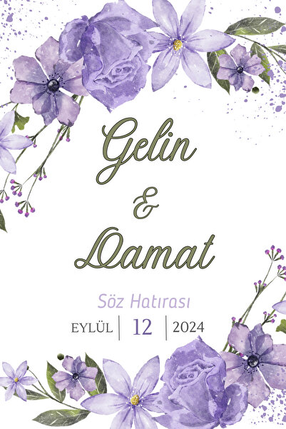YAPIŞKAN STORE Kişiye Özel Baskılı Söz Nişan Kına Düğün Beyaz Kraft Hediye Kartı - 108 Adet - 4x6cm