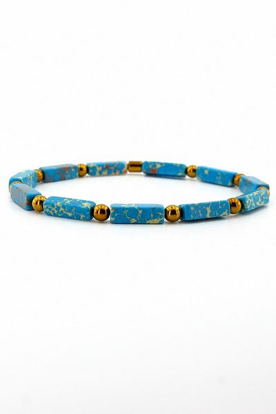 Solfera Men's Bracelet - Turquoise Blue, Varicide and Yellow Hematite Stone, J0256