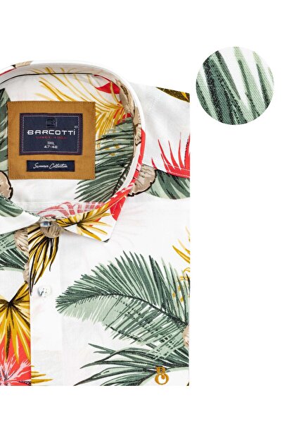 marufshop Ανδρικό πουκάμισο Viscon Plus Size - 118-191 κιλά, κοντό μανίκι, χωρίς τσέπη