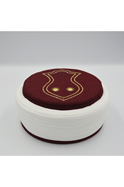 sehzadegiyim Sarılmış Sarık Bordo Beyaz