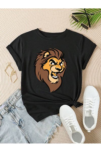 aynewmoda Μπλουζάκι Lion Printed Strong Oversize