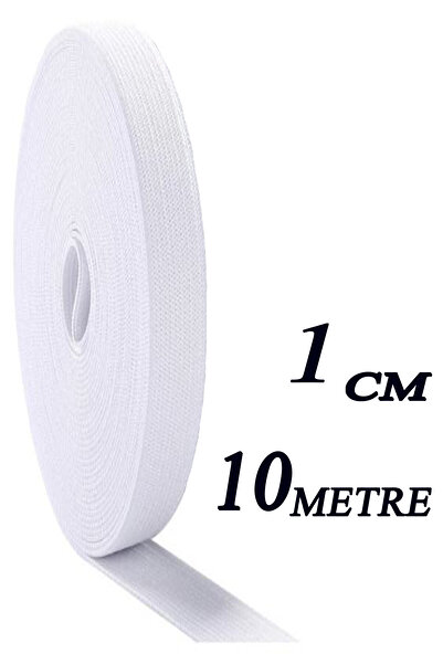 Kent Pazarı 1 Cm 10 M Beyaz Dar Dokuma Bel Paça Don Lastiği Yassı Geniş Lastik Lateks Ürün 1 Adet