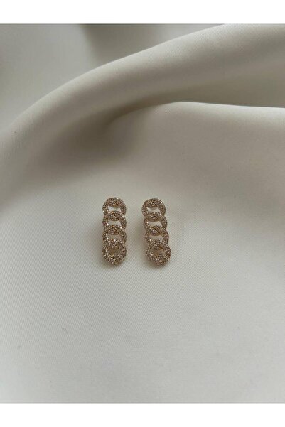 minnejewelry أقراط ملتوية بحجر الزركون الذهبي VIP - أقراط متدلية بحجر الزركون...