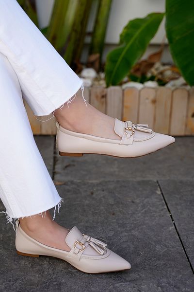 LAMİNTA Nude Colored Women's Ballerinas - Tassel Detailed