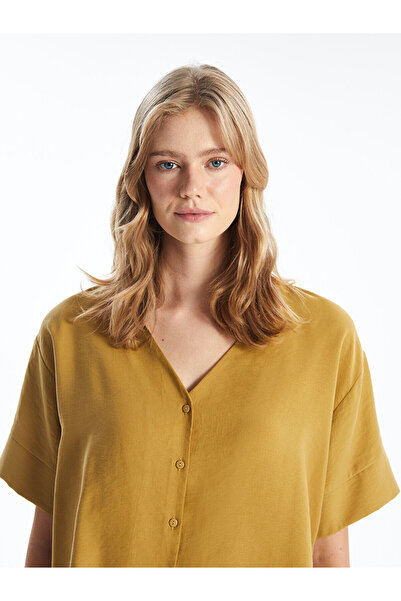 LC Waikiki V Yaka Düz Kısa Kollu Kadın Bluz