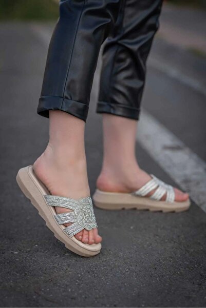 Ayakcenter 3066-5 Moonlight Stone Women's Daily Flat Slippers