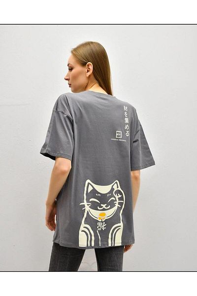 EVRA Oversize Front and Back Printed T-Shirt