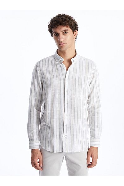 LC Waikiki Cămașă pentru bărbați cu dungi slim fit - mânecă lungă