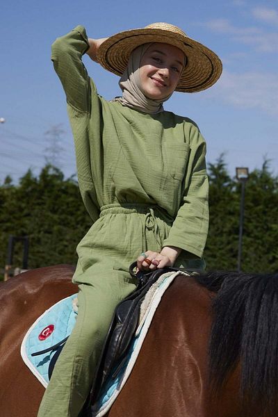 Ceylan Otantik Pistachio Green Casual Muslin Set