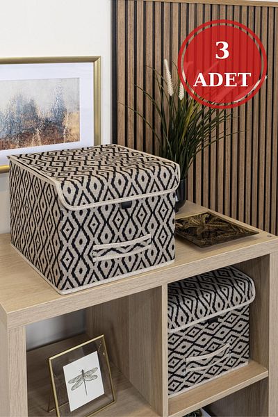 BRAMBLE LIFE Bohe Mini Shelf Organizer - 3 Multi-Purpose Storage Box with Lid, Storage Bag 30x30x23cm