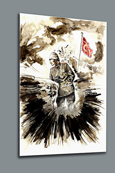 glassartdesign Pictură pe sticlă Ataturk 73-Pictură Ataturk-Pictură cu steagul turcesc