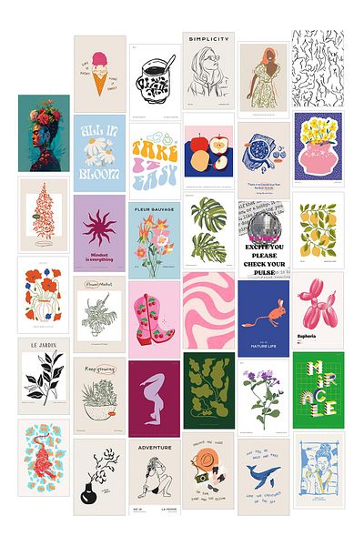 Postifull Σετ αφίσας Collage - 35 τεμάχια χωρίς πλαίσιο 10*15cm - με αυτοκόλλητο δώρο