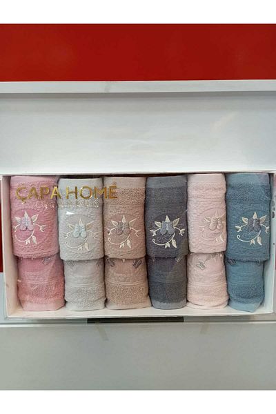 Çapa Home Set of 12 Cotton Door Gift Daily Kitchen and Hand Face Towels