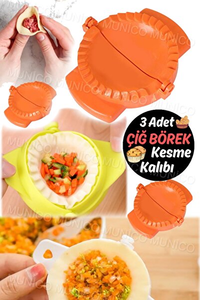Munico Hamur İşi Ravioli Kesme Kalıbı Aparatı Poğaça & Mantı Yapma 3 Adet Ham...