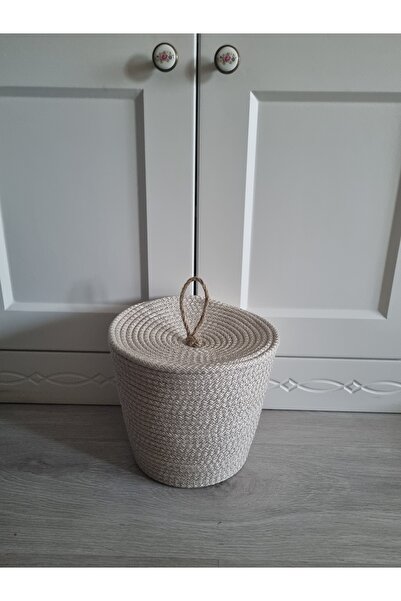 ÖRGÜM 20x19 cm Decorative Multi-Purpose Basket with Lid