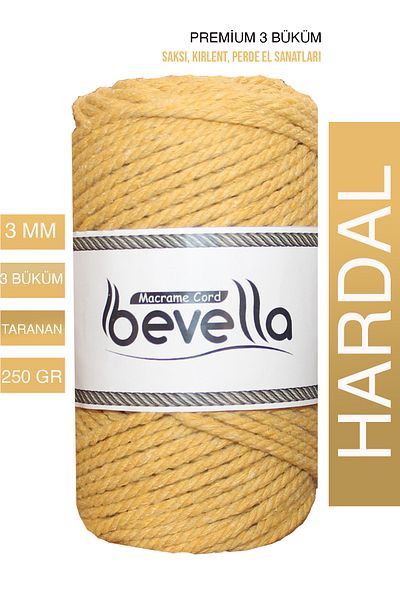 Bevella Macrame Cord Premium 3 mm Macrame Twine - 250 gr Στριφτό Βαμβάκι