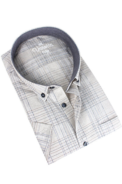 Varetta Ανδρικό καλοκαιρινό βαμβακερό πουκάμισο με κοντό μανίκι σε ασημί γκρι μεγάλο μέγεθος