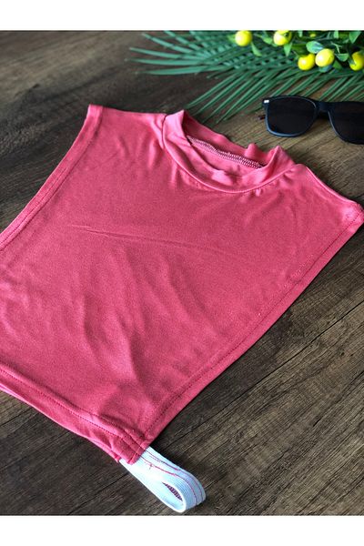 mirach Μαλακό φρέσκο ύφασμα Pomegranate Color - Stand Collar Αμάνικο Crop Top |   Εσώρουχα Hijab