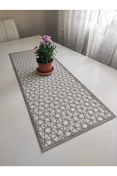 Çt Çeyizci Tekstil French Lace Detailed Single Runner, Table Top Runner, Tablecloth Runner
