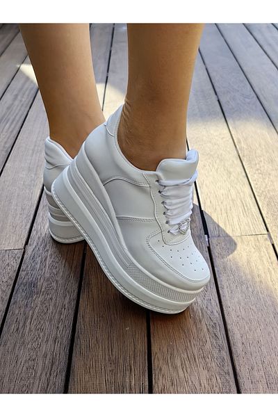 Ayakkabı Tutkusu Stilo ® 9cm High Heel White Wedge - Comfortable Shoes