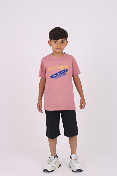 Çiggo Kids Skateboard Printed Crew Neck 100% Cotton T-Shirt