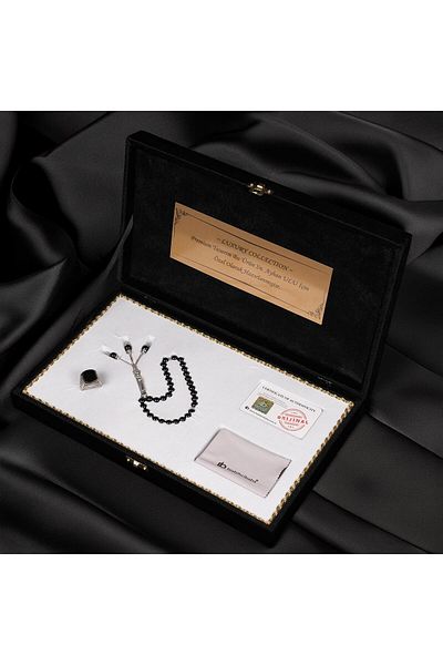 TESBİHCİBABA Onyx Prime Collection - Black Prayer Beads and Ring Set